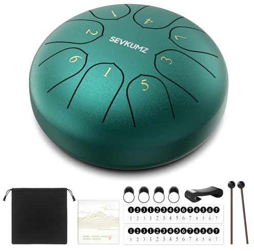 SEVKUMZ Steel Tongue Drum, 15CM (6 Zoll) 8 Tone D-Dur Zungentrommel Schlagzeug Anfänger, Steel Pan Töne Schlaginstrument, Hand Pan Drum für Meditation Yoga Klangheilung
