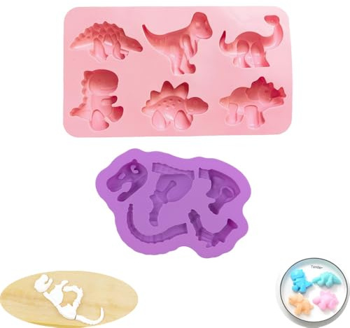 NentMent Dinosaurier-Silikonformen für Süßigkeiten, antihaftbeschichtet, Dinosaurier, Fossil, Schokoladenformen, Backform für Gelee, Dinosaurier, Kuchendekoration, Gummibonchen, Fondant