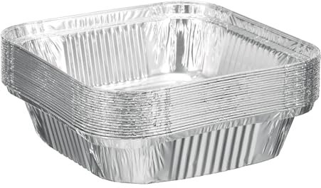 QUARKZMAN 20 piezas de Moldes de Aluminio para Tartas de 6.3 Cuadrados Desechables Antiadherentes para Tartas, Quiches, Cocinar, Recalentar en Fiestas, Color Plata