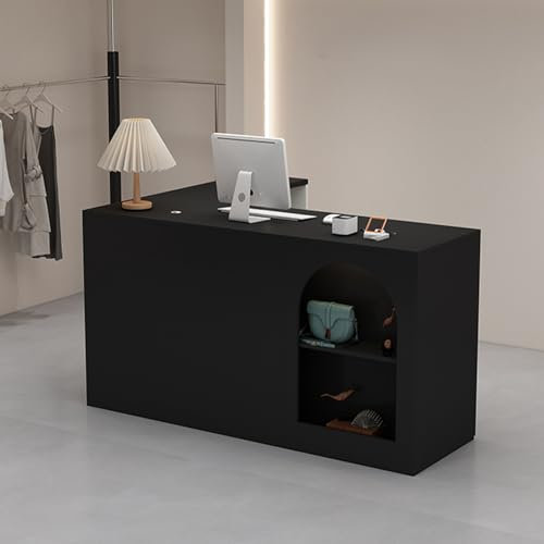 Minimalistische L-förmige Empfangstheke für Schönheitssalon, Spa, Geschäft und Büro, aus Holz für Kasse und Transaktionstisch