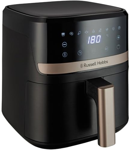 Russell Hobbs Luftfritös 4,3 l – 9 program, 200 ℃, Rapid Air, pekskärm, automatisk avstängning, varmhållning, matlagning utan olja, diskmaskinssäker, 1 300 W - Satisfry