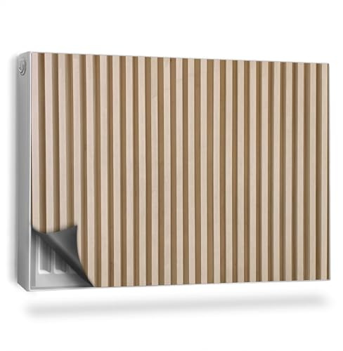 Couverture Magnétique 90x60 cm Anti-poussière Facile à Installer Protège et Décore Cache Radiateur Tapis Design pour Radiateurs - Lamelles en Bois Naturel Clair, Verticales