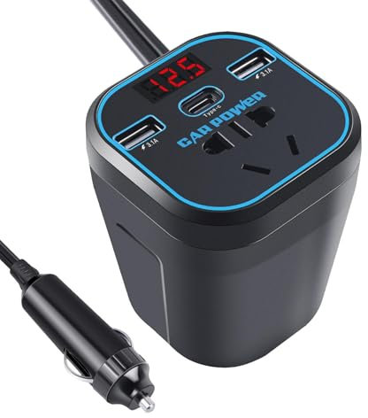 Invertitore per auto – Inverter per ricarica di computer portatili | Trasformatore di tensione 12 V 24 V DC a 220 V AC Adattatore presa di corrente con 3,1 A doppio USB AC AC