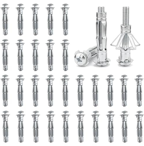 DAIRYCOF Plasterboard Fixings 30Pcs Hollow Wall Anchor M6×65mm - Heavy Duty Metal Expansion Nuts for Plasterboard, Tiles & Partitions - Fix Curtain Rails, Shelves, Light Fittings