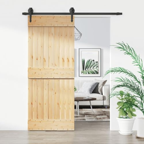 Snsowed Puerta corredera con herrajes Madera Maciza de Pino 85x210 cm, Puertas Interior, Puertas Correderas Granero - 3203201