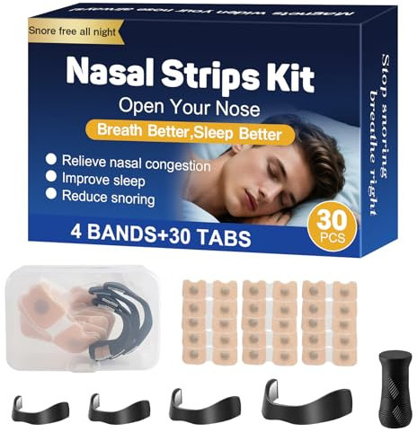 Magnetic Nose Strips with Storage Case, 30 PCS, Anti Snoring Devices for Better Breathing, Improve Sleep Quality Sweat Resistant, Skin Friendly Snore Stopper for Men & Women Universal Fit