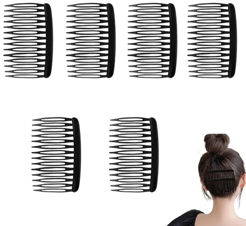 Lot de 6 peignes à cheveux à clipser pour filles et femmes (noir)