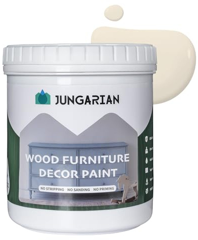 Jungarian Furniture Paint 32oz - Water-based & Low Odor No Sanding All-in-One - Matte Finish Indoor Outdoor Wood Paint for Cabinets, Doors, Tables and Dressers, Cream