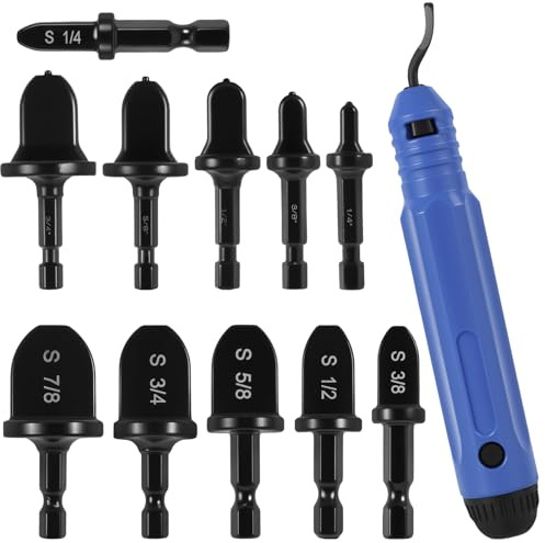 Deburring Tool Set Hand Deburring Tool with 11 Copper Tube Expander Deburring Scraper Tools Efficient Manual Deburring Cutter Burr Remover for Plastic, 3D Printing, Metal, Aluminium, PVC, Steel