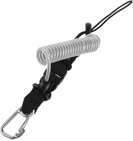 Balacoo Dragonne De Plongée pour Appareil Photo Reflex Acier Inoxydable Corde Spirale à Ressort Boucle à Dégagement Rapide Sécurité sous-Marine Plongée en Eau Profonde