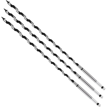 MOXPIFY 3pcs 6mm Wood Auger Drill Bits 300mm Long, Timber Drill Bits | Hex Shank, Extra Long Wood Drill Bits For Woodworking (3pcs x 6mm x 300mm)