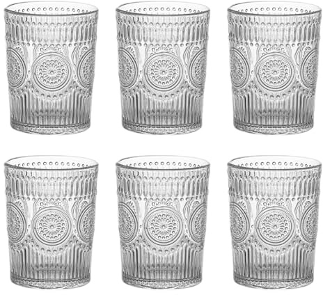 TRESV Set de 6 Vasos de Cristal Agua y Bebidas Alcohólicas,Vaso de Transparentes Cristal de 300ml, Aptos para lavavajillas