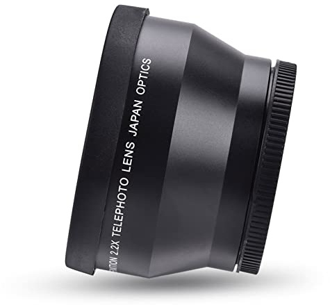 Tbest Lente Teleconvertidora de 67 Mm Aumento 2.2X Teleobjetivo de Metal Premium con Vidrio óptico para Cámaras DSLR Negro 84 X 55 Mm
