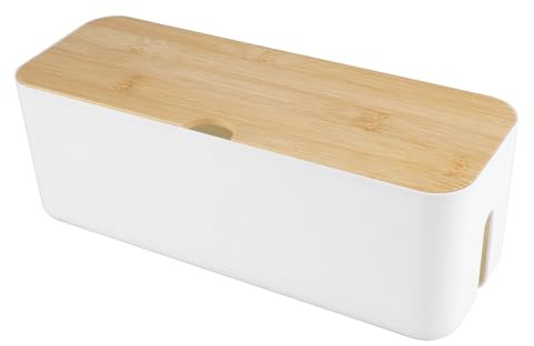 Velicber Cable Tidy Box Cables Management Box with Lid for Office Home | 30x10.8x10.8 cm, Large Wire Management Storage Box, Cable Organiser Box, for Hides Messy TV Wires, Power Strips, Desk Cords