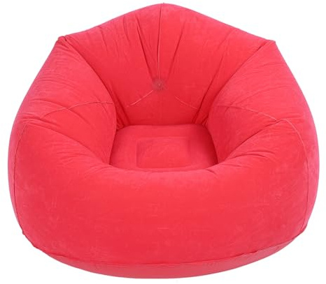 Adfaga Aufblasbarer Lounge-Sessel, ultraweich, beflockt, aufblasbares Sofa, tragbar, faltbar, bequem, PVC für drinnen und draußen, Reisen, Camping, Zuhause, Büro (Rot)