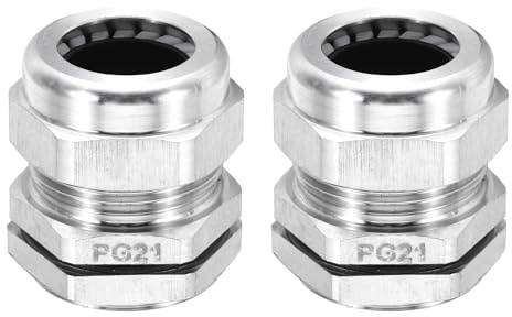 QUARKZMAN Prensaestopas PG21, conector de sujeción de cable con alivio de tensión impermeable IP68 para cables de 13-18 mm de diámetro, protectores de cable de acero inoxidable 304 (2PCS)