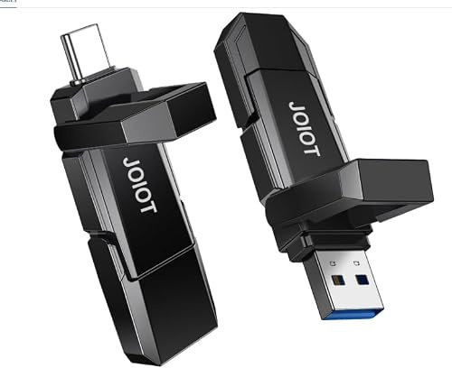 JOIOT USB C Flash Drive 256GB Up to 450MB/s Dual Type-C & USB-A USB 3.2 Solid State Drive USB-C Thumb Drive Compatible with iPhone 15/16 Series Smartphone Tablet Laptop Car Smart TV Game Console
