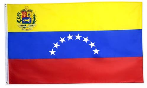 Bandera de Venezuela de 8 estrellas 3 x 5 pies con ojales de latón banderas de doble cara vibrantes y resistentes a la decoloración para exhibición en exteriores e interiores.