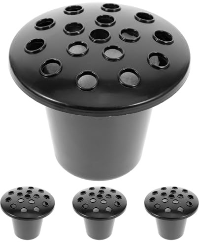 HOMOBABE Jarrón Conmemorativo Negro de 4 Piezas para Tumbas 16 Orificios, Soporte de Flores de Plástico Resistente y Delicado para Eventos Funerarios