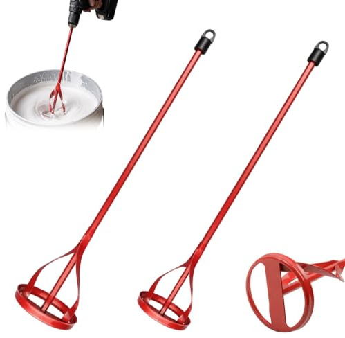 2pcs Paint and Mud Mixers 40cm Paint Stirrer for Drill in 1to5 Gallon Drums | Paddle Mixer Two Sizes Available 3/8 Hex Shank Fits All Standard Drill Bits Easy to Clean Red