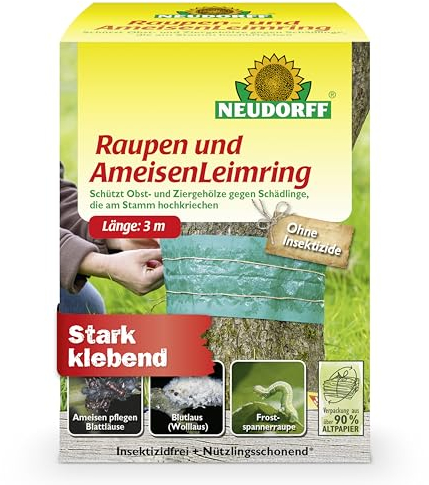 Neudorff Raupen- und AmeisenLeimring – Schützt Obst- und Ziergehölze gegen Schädlinge, die am Stamm hochkriechen, stark klebend und insektizidfrei, 3m
