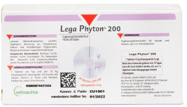 LEGA PHYTON® 200 | Zur Unterstützung Der Leberfunktion | Tabletten Für Hunde Und Katzen | Ergänzungsfuttermittel Mit Silymarin | 24 Tabletten