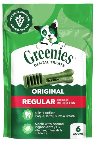 Greenies Original Regular Natural Dental Care Dog Treats, 6 oz. Pack (6 Treats)