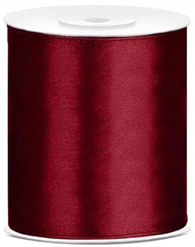 P&D Tischband Satinband weinrot Bordeaux, 25 Meter x 10 cm