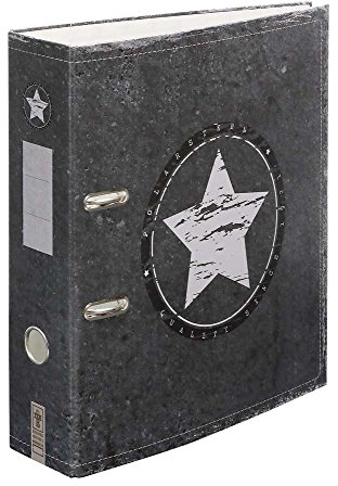 Polarstern - Ordner Aktenordner DIN A4 ca. 8 cm breit Motivordner Sterne-Motiv anthrazit grau dunkelgrau Used-Style