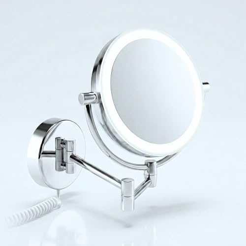 Libaro LED Kosmetikspiegel Modena – 360° Wand-Schminkspiegel mit Dimmer, Tageslicht-LEDs & 3x/7x Vergrößerung für perfektes Make-up
