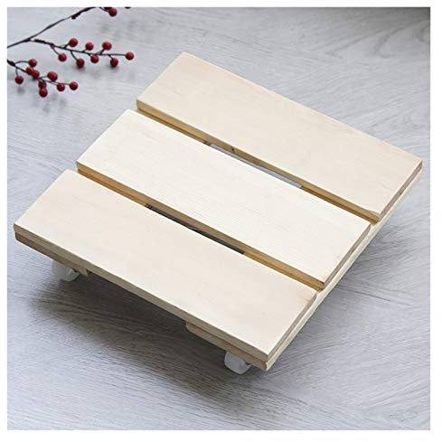 Pflanzenroller Holz Eckig,Kübelroller Aus Massivholz Tragkraft, Blumenuntersetzer für Blumenkübel, Holzgartenpflanze Pot Pallet, Blumentopf Mover Caddy Trolley Auf Rollen Für Outdoor Und Indoor