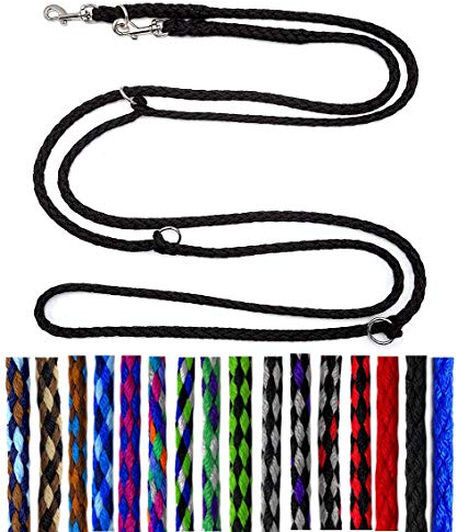 Hundeleine kleine Hunde bis 15 Kg/Doppelleine 4-Fach verstellbar 2,40m / 2,80m / 3,50m Führleine sehr leicht & robust (2,40m 3-Fach verstellbar, Schwarz)