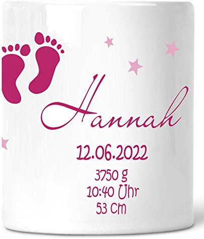 Besonderes Taufgeschenk - Baby-Spardose für Mädchen & Junge - Individuell mit Namen personalisiert als Geld-Geschenk zur Geburt Taufe (Füsse Rot)