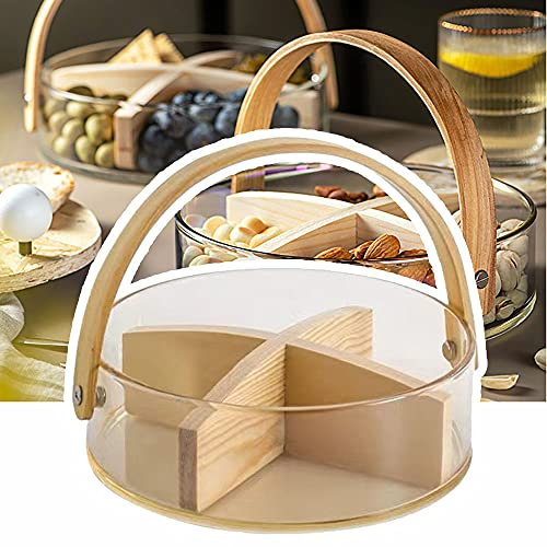 Cesta de frutas de vidrio portátil, cubo de hielo para cerveza, cesta de flores personalizada, caja de almacenamiento, decoración con mango de madera de bambú, uso para el hogar,Champagne-A-M