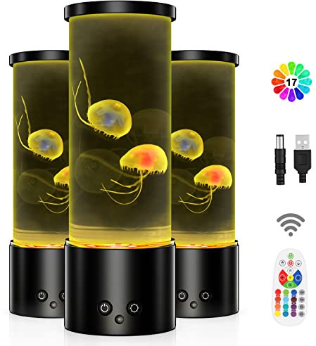 AONESY Jellyfish Lamp Aquarium Night Light Jellyfish Lamps with 17 Colours & 4 Modes Remote Control Realistic Jellyfish Mood Light USB Desk Lamp for Home, Office [Energy Class G]