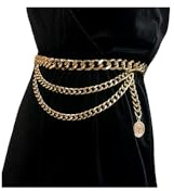 JWICOS Gold Bohemian Layered Waist Chain Belly Chain Belt with Coin Punk Chunky Body Chain for Women (Gold)