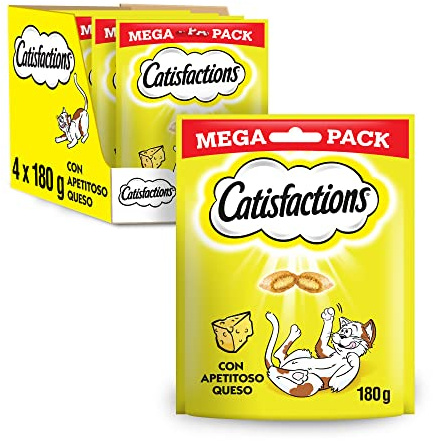 Catisfactions Premios para Gatos Sabor Queso, Maxipack (Pack de 4 x 180g)