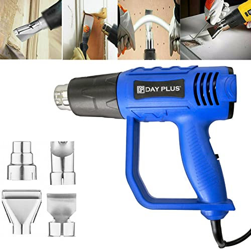 Pistola de aire caliente profesional de 2000W, kit de montaje, secador de aire caliente, ajuste de temperatura dual 300 ℃ y 600 ℃ con 4 boquillas para manualidades, pintura, tubo termorretráctil y PVC