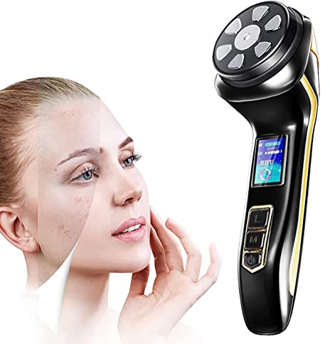 4 i 1 Mini HIFU Maskin Föryngring av Hudlyftande Skönhetsanordning för Kvinnor Ansikte och Kropp Haka Halsöga, Bärbar RF Ultrasonic EMS Pulse Massageapparat för Ansiktet
