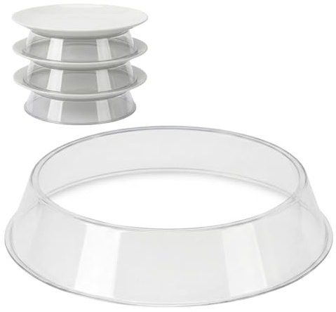 Chabrias Ltd 3 Pack Microwave Plate Stacker 2-in-1 Food Reheating Tray - UK Made - Stackable Plate Separator for Microwave & Fridge - Space Save Kitchen Organiser - BPA-Free Dishwasher Safe - UK Made