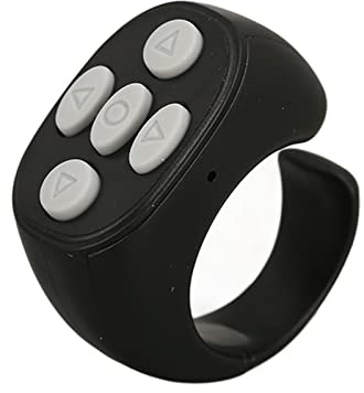 TIKTok Bluetooth Fernbedienung Wireless Scrolling Page Turner für IOSAndroid Handy APP, Wiederaufladbare Kamera Shutter Remote Selfie Button mit Smart Ring, Ladekabel (Schwarz)