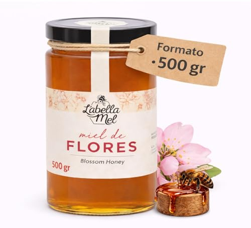 L'Abella Mel | Miel de Flores Multifloral 100% Natural | Miel Pura de Abeja Española Sin Pasteurizar Ni Aditivos | Recolección Manual Directa del Apicultor | Apicultura Familiar | 500 gr