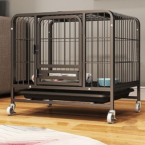 XIAOZHUANGXIONG Hasenkäfig for 2 Hasen Innen XXL, Metallkäfig for Kleine Haustiere, Kaninchenstall mit 4 Räder, Käfig mit Panorama-Oberlicht & Verdicktes Tablett (Color : Black, Size : S)