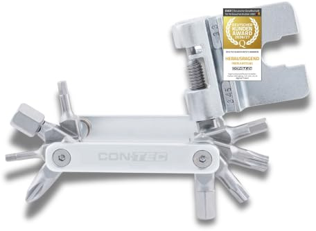 CONTEC Fahrrad-Multitool Striker 16, 16 in 1, Multifunktionswerkzeug, Reparatur Set, Mini-Tool, Multi-Purpose, Innensechskant, Schraubendreher, leicht