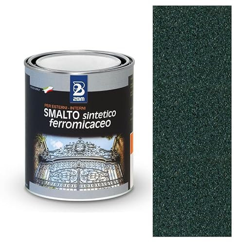 2BM Smalto Sintetico Ferromicaceo a Solvente Nero Antico 250 con Pigmenti Metallici Ideale come Fondo e Finitura per Superficie Ruvida | Protezione Esterni in Ferro Battuto | Formato da 0,75 lt