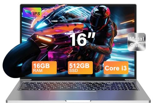 2025 PC Portatile Gaming 16GB RAM 512GB 1TB SSD Espansione Core i3 (fino a 3,2Ghz) Notebook 16 Pollici Computer Portatile 1920 * 1200 IPS UHD 5G WiFi con mouse & adesivi per tastiera Italiana-Argento