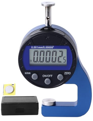 Medidor de espesor digital Resolución de 0,001 mm, calibrador electrónico para medición de precisión Pantalla LCD de aleación de aluminio para papel cuero metal