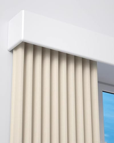 ENHEN Vorhangschiene Glatte Gardinenbretter mit Volant, Hochbelastbare Gardinenleiste mit Einzelschiene, Schiebegardinenstangen für Balkon/Dusche/Wohnzimmer(Ceiling,600cm/236.2in/19.7ft)