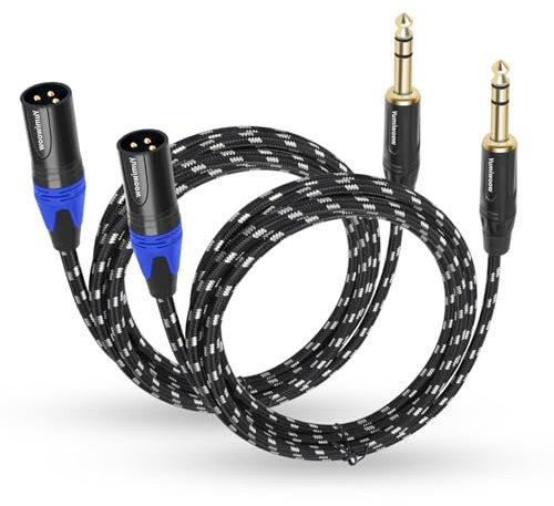 Yumiwoow Microphone Cable 6 Ft,1/4 to XLR Cable,Quarter inch(6.35mm) TRS to XLR Male, 1/4 Stereo Jack to XLR Balanced Interconnect Cord Patch Cable,Compatible with Speakers, Audio Consoles 2Pack