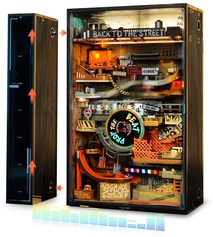 ROKR MR03S Kit de modélisme de course en marbre Hip-hop Street Gaming Décoration de bureau, activation sonore, synchronisation de la musique, monde parallèle